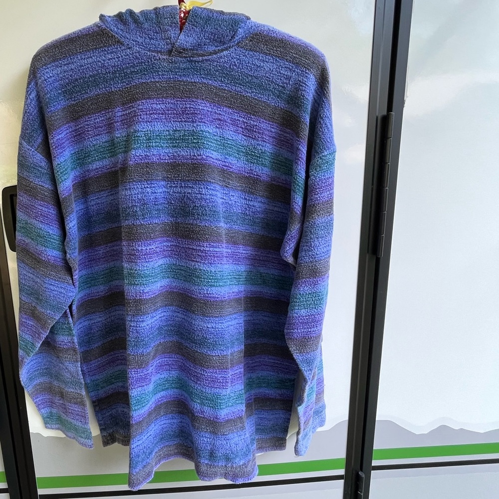 Long sleeved shirt by Tomato in blues and purples stripes